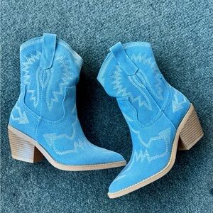 Blue Western Ankle Boots